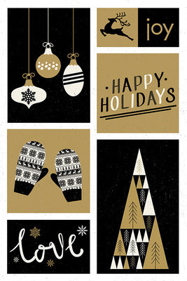 Christmas - Black and Gold Checkerboard - 55597