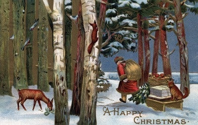 Christmas Greeting - Santa Through Forest