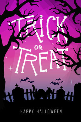 Happy Halloween - Trick or Treat Graveyard Cat