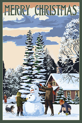 Merry Christmas - Snowman Scene