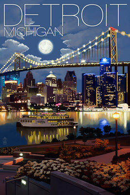 Michigan - Detroit Skyline at Night