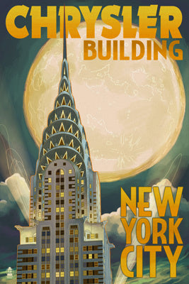 New York - Chrysler Building and Full Moon