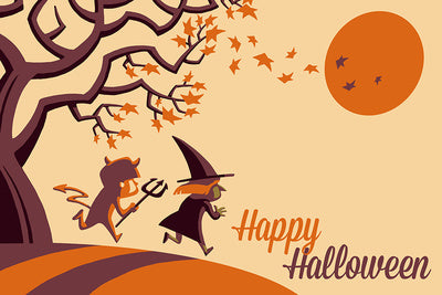 Retro Halloween - Happy Halloween Fall Tree